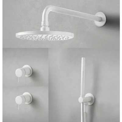 Afbeelding van Waterevolution Flow inbouw doucheset mat wit met thermostaat regendouche en handdouche 1208957344