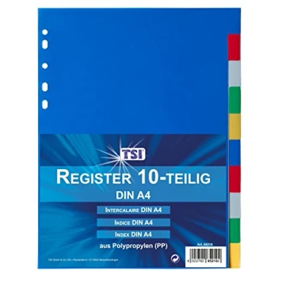Afbeelding van TSI 65210 PP plastic tabbladen 10 kleurrijke scheidingsbladen