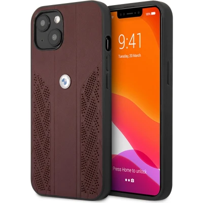 Afbeelding van iPhone 13 Backcase hoesje BMW Effen Rood Leer