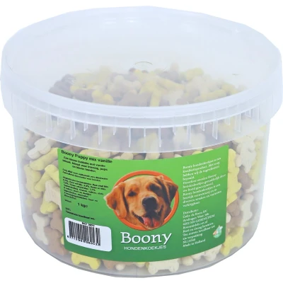 Afbeelding van Boony hondenkoek puppy botjes mix vanille, emmer a 1000 gram