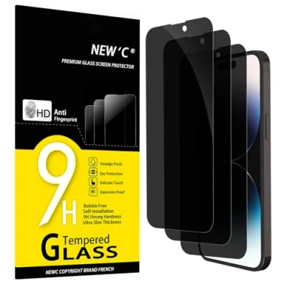 Afbeelding van NEW&#039;C Set van 3, anti spionage gehard glas voor iPhone 14 Pro Max (6,7 inch) displaybeschermfolie effectief tegen krassen zonder luchtbellen extreem robuust hardheid 9H