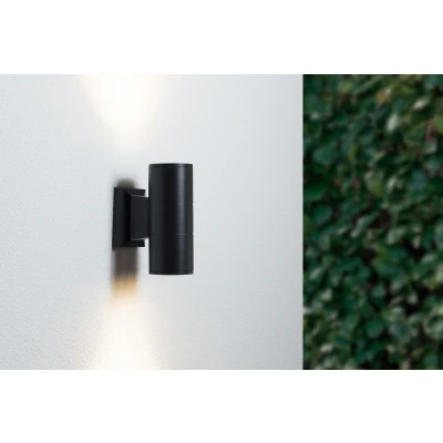 Afbeelding van Wandlamp Up &amp; Down, Rond, 2 x 3W, Spatdicht IP54, Zwart