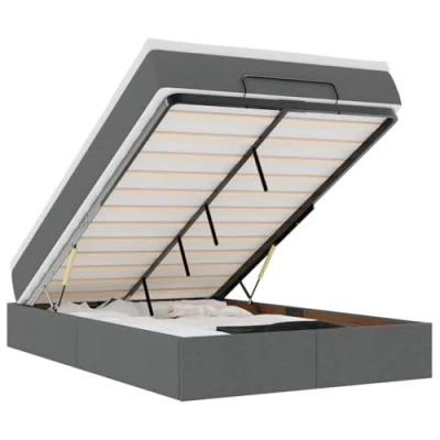 Afbeelding van vidaXL Bedframe met matras 120x190 cm stof donkergrijs