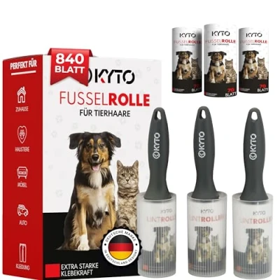 Afbeelding van 12 stuks pluisrollen, 840 vellen, voor kleding, meubels, bank, dierenharen, kattenharen, hondenharen, verwijdert stof en vuil, met 3 handgrepen