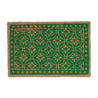 Afbeelding van Relaxdays deurmat kokos met bloemenpatroon 60 x 40 cm voordeurmat binnen &amp; buiten