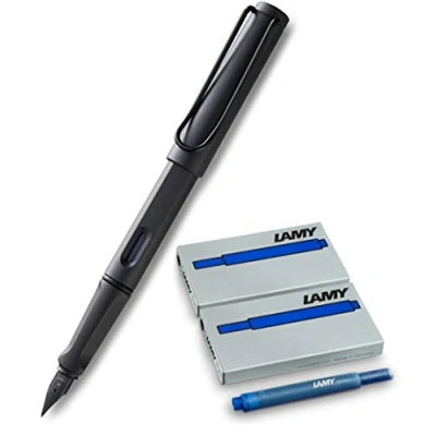 Afbeelding van Lamy Safari umbra vulpen mat (1 pen, M dikte + 10 patronen, blauw)