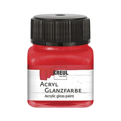 Afbeelding van Kreul Acrylverf, glanzend, 20 ml, glanzend rood, op waterbasis, speekselbestendig, sneldrogend en ondoorzichtig, stuks
