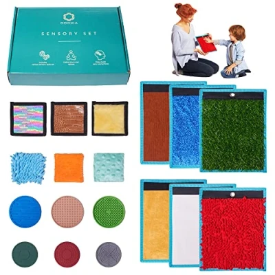 Afbeelding van ODOXIA sensorische mat voor kinderen met autisme, touch schijven, tegels, mat, speelgoed multisensorische textuur, en schijven (set 1)