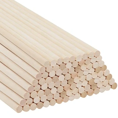 Afbeelding van Belle Vous Natuurlijk Ronde Houten Deuvel Staven (100 Pak) 30 cm Extra Lange Onbewerkte Stokjes van 8 mm Dik Deuvels voor Houtbewerking, Kunst Projecten, Decoraties &amp; DIY hobby