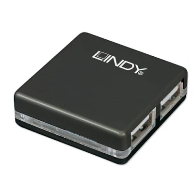 Afbeelding van LINDY 42742 USB 2.0 hub 4 poorten Zwart