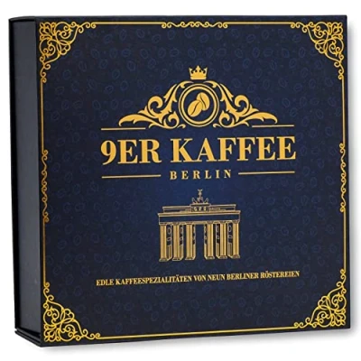Afbeelding van Cadeauset met 9 koffieroosters uit Berlijn, soorten premium koffie voor koffieliefhebbers, kerstcadeau, cadeau idee mannen en vrouwen, verjaardagscadeau, doos