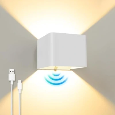 Afbeelding van ACMHNC Oplaadbare binnenwandlamp met bewegingssensor 5 W LED wit schakelaar wandlamp draadloze warmwit voor slaapkamer woonkamer trap hal