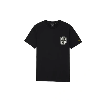 Afbeelding van Lyle &amp; Scott Embroidered Badge Graphic Tshirt print, Heren, Maat: Small, Z jet black