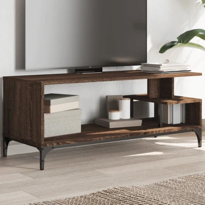 Afbeelding van Tv meubel 102x40x41 cm hout en gepoedercoat staal bruineiken