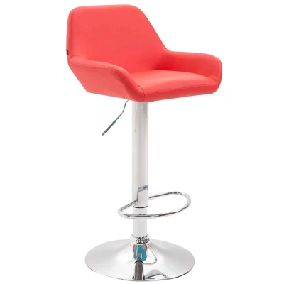 Afbeelding van Barkruk Mysen Kunstleer Chrome frame Rood
