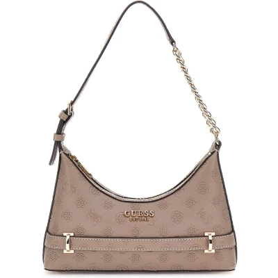 Afbeelding van GUESS Schoudertas Zarela Top Zip Shoulder Bag Dark Taupe Logo