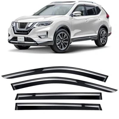 Afbeelding van Clim Art Set van 4 autodeflectoren voor/compatibel met Nissan X Trail 2014 2021, luchtdeflector, deflector voor auto, antenne