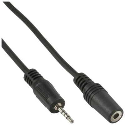 Image de Câble jack adaptateur InLine 4 broches, 2,5mm prise &gt; 3,5mm femelle, 0,2m
