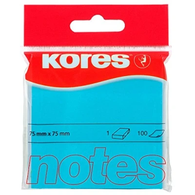 Image de Kores notes adhésives neon, 75 x 75mm, uni, bleu néon, 100 feuilles n47078