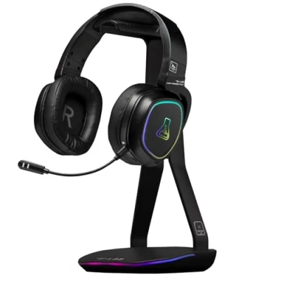 Image de Support Pour Casque/Micro Casque The G Lab K Stand Hydrogen 2 Ports Usb Noir