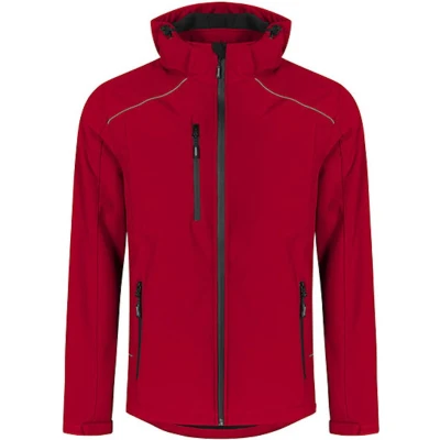 Afbeelding van Men&#039;s Softshell Outdoorjas met afneembare capuchon Fire Red S