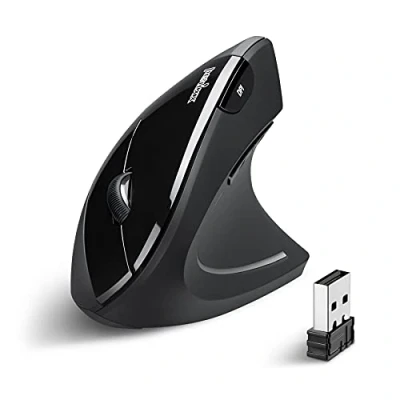Image de Perixx PERIMICE 713N, Souris ergonomique verticale sans fil Nano Recepteur PPP 1000/1500/2000 Interrupteur marche / arret Noir Recommande avec TMS utilisateur