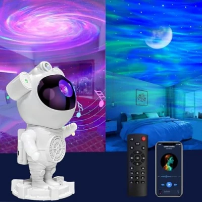 Afbeelding van AB AttaBoy Aurora Borealis sterrenprojector met timer en afstandsbediening, bluetooth luidspreker voor volwassenen, slaapkamerdecoratie Valentijnsdag, feest, verjaardag, nachtlampje