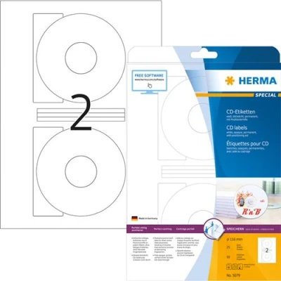 Image de HERMA Special étiquettes CD/DVD opaques 50 étiquette(s)