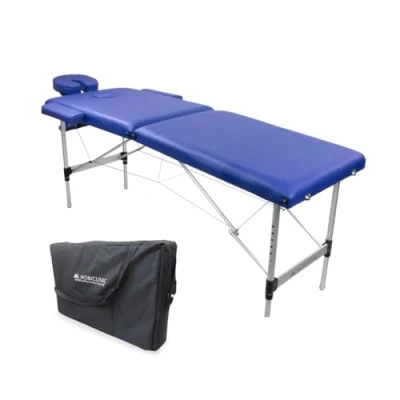 Afbeelding van Mobiclinic CA 01 Light Massagebed Inklapbare Fysiotherapiebank Mobiele Massagetafel Massagelstoel Hoofdsteun Draagbaar Aluminium 186x60 cm Kleur blauw