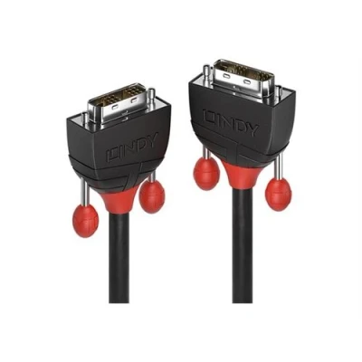 Image de Lindy Black Line Câble DVI liaison simple D (M) pour 2 m rond vis moletées noir