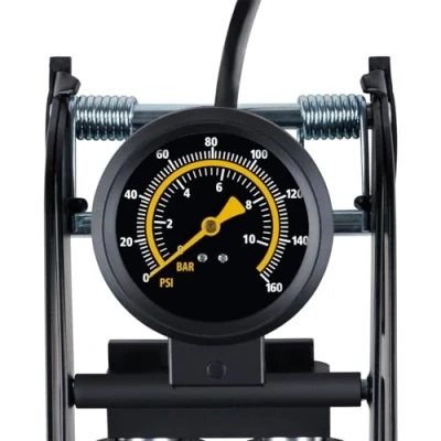Afbeelding van Dunlop Dubbele Voetpomp met Manometer Luchtpomp voor Auto, Fiets, Motor en Bal Fietspomp Drukmeter Pomp Schrader Ventiel Frans Universeel