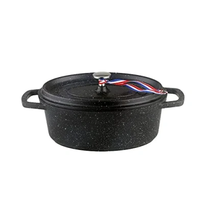 Afbeelding van Kamberg Stoofpan Ø 26 Cm Ovaal Gegoten Aluminium Steencoating Voor Alle Warmtebronnen Inclusief Inductie