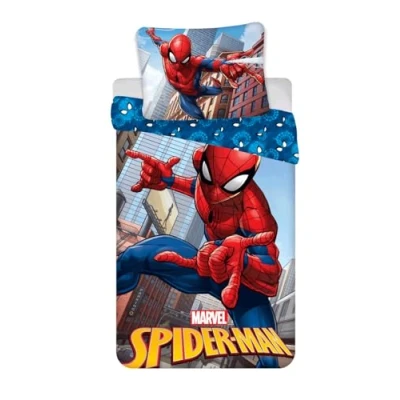 Afbeelding van Beddengoed Spiderman City, 100% katoen, omkeerbaar, dekbedovertrek 140 x 200 cm + kussensloop 65