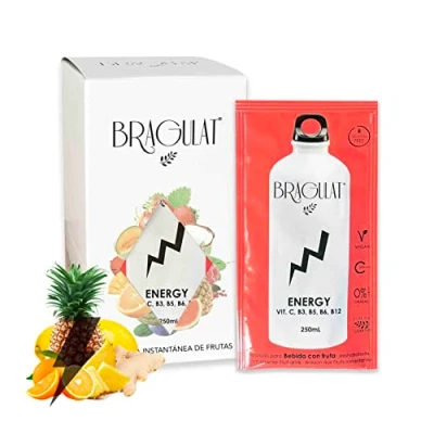 Afbeelding van BRAGULAT Energiedrank met fruit (Savor Tropical), instant drankjes en verfrissingen in poeder, aroma&#039;s zonder suiker, vitamine C B12, 15 zakjes