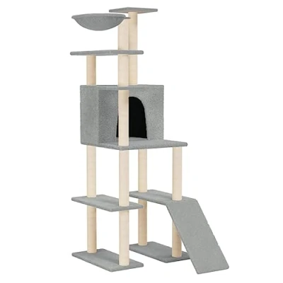 Afbeelding van vidaXL Kattenmeubel met sisal krabpalen 166 cm lichtgrijs