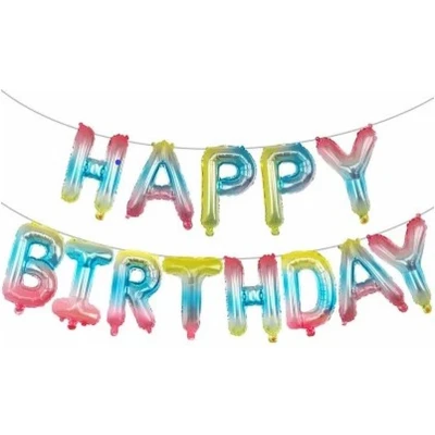 Afbeelding van Happy Birthday Folie Ballon Slinger Feestversiering Decoratie Regenboog