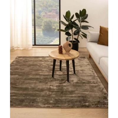 Afbeelding van Viscose Tapijt/Vloerkleed Vierkant Pearl Bruin 160x160 Cm