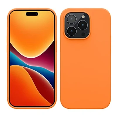 Afbeelding van kwmobile telefoonhoesje geschikt voor Apple iPhone 14 Pro Hoesje met siliconen coating Smartphone case in fruitig oranje