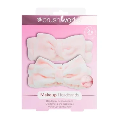 Afbeelding van Brushworks Makeup Headbands 2 PACK Haaraccessoire, Dames, Maat: One Size, Pink &amp; white