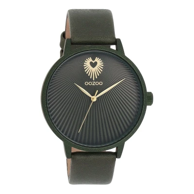 Afbeelding van OOZOO Timepieces bos groene horloge met leren band C11248
