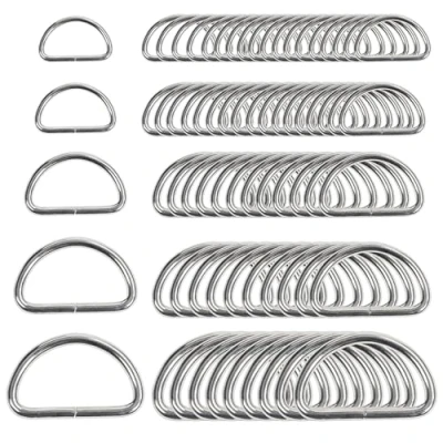 Afbeelding van Belle Vous 120 Pak Zilver Metalen D Ring Geassorteerde Vernikkelde Semi Cirkel Ringen Niet Gelastte Gespen voor Tas Web Strap, Honden Banden, Handtassen, Beurs, Rugzak en DIY Accessoires