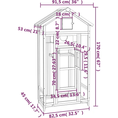 Afbeelding van vidaXL Volière 91,5x53x170 cm massief grenenhout bruin