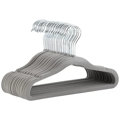 Afbeelding van Amazon Basics 30 stuks fluwelen kinderkleerhangers grijs
