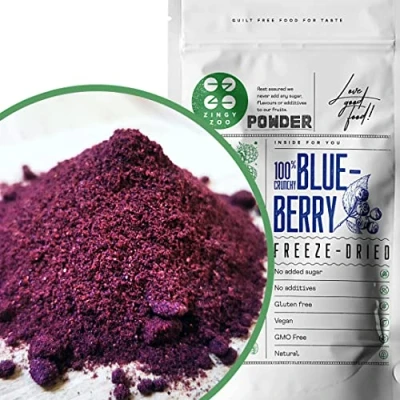 Afbeelding van Gevriesdroogde Wilde Bosbessenpoeder XL 300 g Natural Blueberry Powder Freeze Dried Fruit Bosbessen zuiver en natuurlijk gevriesdroogd poeder fruitpoeder ZingyZoo