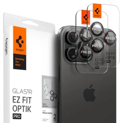 Afbeelding van Spigen Glas.tR EZ Fit Optik Pro Beschermcamera voor iPhone 15 Pro, Max, 14 L Series Edition, 2 stuks, individuele bescherming, installatieset