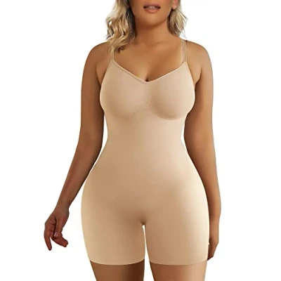 Afbeelding van SHAPERX Slankheidsgordel voor dames, platte buik, figuurvormend, shapewear, bodysuit, Beige