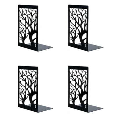 Afbeelding van Wenrescry 4 stuks boekensteunen (2 paar) in elegant en luchtig design voor efficiënt werken geoptimaliseerde werkplek, boommotief