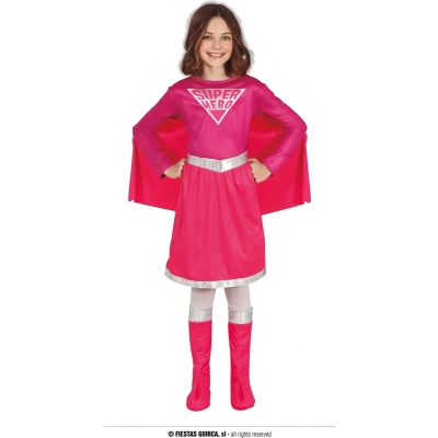 Afbeelding van Guirca Superwoman &amp; Supergirl Kostuum Superheldin Mega Roze Redder In Nood Meisje 10 12 jaar Carnavalskleding Verkleedkleding