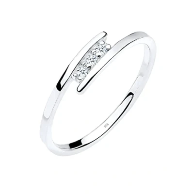 Afbeelding van Elli PREMIUM Dames Ring Klassiek Elegant met Diamant (0,06 ct.) in 925 Sterling Zilver