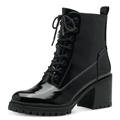Afbeelding van Tamaris Enkellaarsjes met plateauzool, Dames, Maat: 39, Black patent Kunststof